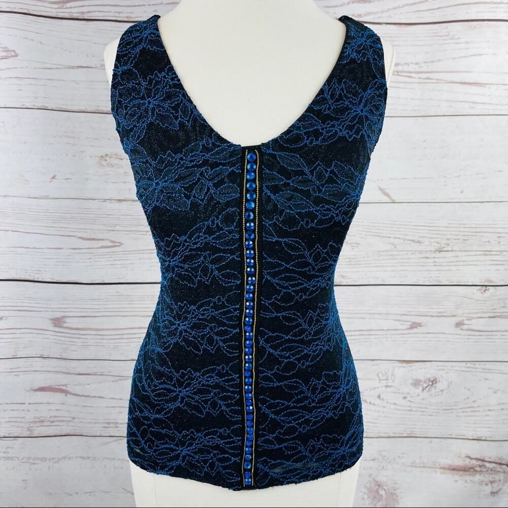 Minimi blue sparkling tank style top rhinestones